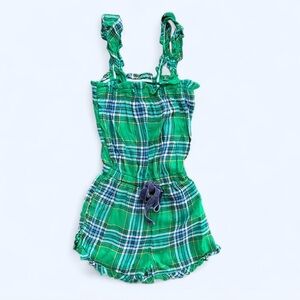 Aerie Plaid Sleeveless Sleep Romper in Green/Blue Size XXS NWT Pajamas Sleepwear